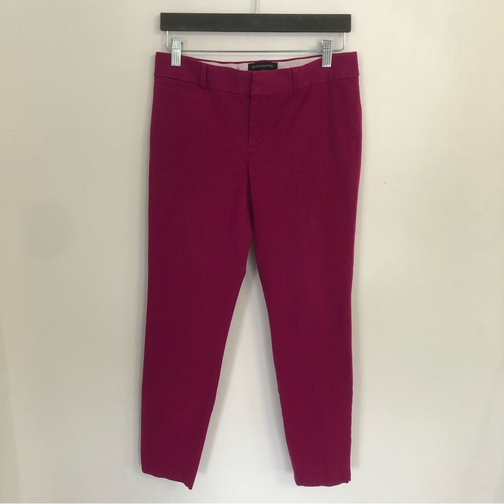 BANANA REPUBLIC Sloan Fit Women Magenta Ankle Pants Sz 4 Stretch Casual